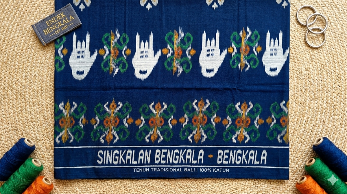 Endek Bengkala Motif Cempaka Biru Premium Handmade